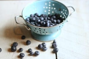 fresh blueberries in colander