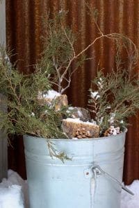 rustic natural bucket christmas porch