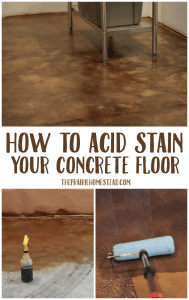 how to DIY acid stain an concrete floor, from start to finish