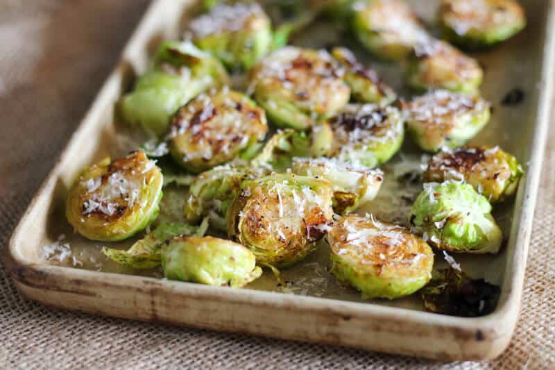 balsamic roasted brussels sprouts with parmesan