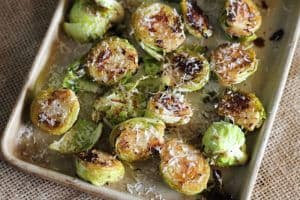 balsamic roasted brussels sprouts with parmesan