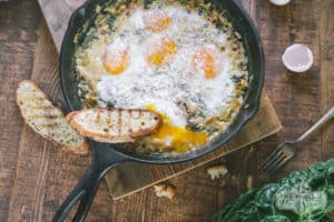 creamed chard and eggs skillet recipe