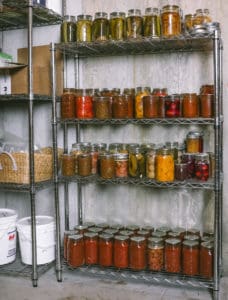 pantry of home canned food